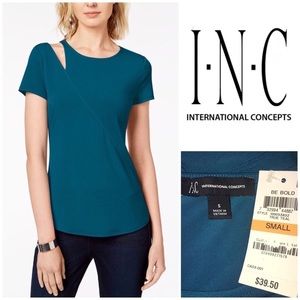 INC Cutout Shoulder Top Stretchy TRUE TEAL
Small